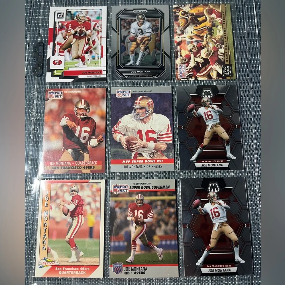 🏈 Joe Montana NFL National Football League Sports Trading Cards, Qty 9, Lot #2